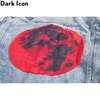 Back Printed Street Fashion Jeans Jacket Men Turn-down Collar Ripped Denim Jackets Streetwear Clothing 210603