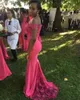 2021 горячий розовый плюс размер невесты платья платья с плечами аппликации кружева русалка горничная почва свадьба гостевая платье женщины носить формальные платья партии
