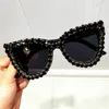 نظارة شمسية سوداء كريستال المرأة القط عتيقة نظارات الشمس الفاخرة للمرأة كبيرة الحجم أزياء الظل Gafas UV400