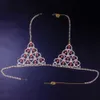 Stonefans Bielizna Mesh Halter Rhinestone Heart Bra Set Top Thong Bikini Body Chain Wiązki Biżuteria Dla Kobiet Belt Prezenty Belly