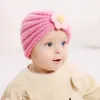 Baby Hat Kids Winter Hedging hat Beanies Children Warm Woolen yarn Knitted Cap For Girls Boys Solid Color Flower Decor Toddler Headwear Wrap KBH176