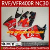 Verklei Kit voor HONDA VFR400 R RVF400R NC30 V4 1989 1990 1991 1992 1993 79NO.115 RVF VFR 400 RVF400 R 400RR VFR 400R VFR400RR 89-93 VFR400R 89 90 91 92 93 Body Silver BLK