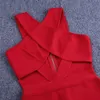 Ocstrade i Runway Sommar Fashion Cut Out Sexig Bandage Dress Club Party Red Rayon Women Bodycon 210527