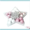 Festival Parti Malzemeleri Ev Garden24pcs Sier Pembe Şekilli Süslemeleri Noel Top Kar Tanesi Kolye Set Xmas Yıl Dekoru 201127 Bırak Deli