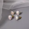 2021 Trend Freshwater Raw Pearl Stud Earrings Anti-allergic 925 Silver 18K Gold Plated Baroque Jewelry for Women Drop 220211