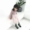 Spring autumn baby girls star mesh patchwork long sleeve princess dresses Korean style infant kids cotton cute dress Tops 210708