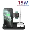 4 in 1 Qi Wireless Charger Stand 15W Dock di ricarica rapida per iPhone 12 11 Pro Max Apple Pencil iWatch 6 5 Airpods