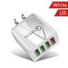 Quick Charge 3.0 USB 15W+6W 4 Ports Fast Charger Adapter 4.1A EU US UK Plug Mobile Phone Home Wall Chargers Travel with packaging