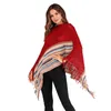 Halsdukar Spring kvinnors lyxiga stickade poncho cape designer pullover tröjor oregelbundna kappa tassel femme höst randig shaw329d