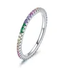 Bagues de doigt de couleur arc-en-ciel pour les femmes Déclaration de mariage empilable Bijoux en argent sterling 925 authentiques