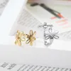 BORASI Top Quality Trendy Stainless Steel Double Flower Ring Wedding Female New Party Girl A Good Gift Rings For Women X0715