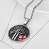 Hänge Halsband Vintage Punk Knight Templar Cross För Män Biker Red Crusader Amulet Rostfritt stål Halsband Smycken Present Partihandel