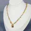 Necklaces Pendants Chains street hip hop high sense latch pendant necklace womens fashion k gold cool wind clavicle chain260L