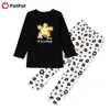 Arrivée Printemps Mode Fleur Lettre Imprimer T-shirt à manches longues et pantalon Allover Set 210528