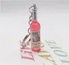 Garrafa de vinho criativo keychain pingente simulação garrafas chave chaveiro saco ornamento artesanato presente atacado