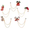 Pins, Brooches Lovely Christmas Xmas Brooch Snowman Stockings Claus Socks Hat Sock Rhinestone Chain For Women Year Gift