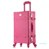 Suitcases 20/24/26 Inch Rolling Luggage Set Women Suitcase On Wheels PU Leather Pink Fashion Retro Trolley Cabin With Wheel Girls