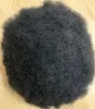 아프리카 아메리칸 아프리카 toupees 인도 레미 인간의 머리 조각 4mm / 6mm / 8mm / 흑인 남성을위한 전체 얇은 피부 PU 단위 납품 배달
