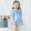 Crianças Smocked Romper Bebé Handmade Smocking Roupas Infantil Bordado Jumpsuit Criança Boutique Vestuário 210615