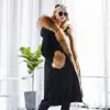 MAOMAOKONG large size winter women's leather jacket Natural raccoon fur coat Detachable lining X long Park Pike 210910