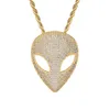 Ufo Alien Mask Hip Hop Pendant Halsband Guld Silver Plated Fashion Mens Bling Chain Charm Smycken Gåvor