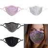 US STOCK Designer Face Mask Bling Bling Diamond Protective Mask Mouth Masks Washable Reusable Women Colorful Rhinestones Face Mask