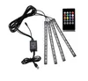 4 Pcs 12 Led Lights Colorful Car Atmosphere Strip Light Auto Decorative Lamp Voice Control USB Interface