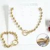 Fashion Women Men Silver Color Gold Stainless Steel Round Lock Key UNO de50 Bead Bracelet Necklace Jewelry Christmas Gift2005989