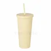 Hot Drinkware 12 Kleuren Dubbel-Deck Plastic Stro Cups Koffie Cup Bar Gereedschap 22oz Straight Cup Plastic Mokken ZC067