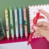 BallPoint Pennor 6st / set Christmas Cartoon Gel Pen Black Bläck Neutral Santa Reindeer Tree Snowmen Signatur School Stationery Presenter