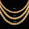 Hiphop 18k Gold Iced Out Diamond Chain Necklace CZ Tennis Necklace For Men And Women1217750