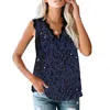 Blusa con estampado de leopardo de verano para mujer con cuello en V sin mangas con hombros descubiertos Top para mujer Tops y blusas Casual para mujer camisas 210719