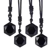 Colares Pingente Preto Obsidian Estrelas Lucky Amulet Amor Natural Energy Energy Stone Colar Para As Mulheres Homens Crystal Pendulum Jóias