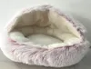 Kedi Yatak Mobilya Peluş Evcil Köpek Yatak Evi Sıcak Yuvarlak Yuvarlak Yavru Kedi Yarı Kış Yuvası Kulübesi Kedileri Kanepe Mat Sepet Uyku Tulumu HDW0001