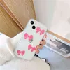 INS Korea Cuet 3D Pink Bow Transparent Phone Case pour iPhone 13 12 11 Pro Xs Max XR 7 8 Plus couverture arrière à dos Soft AA4352763, AA435276