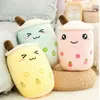 Söt boba mjölk te plushie leksak mjuk fylld äpple rosa jordgubbsmak mjölk te kram kudde bollar bubo te cup kudde q07278987004