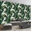 Anpassad väggmålning tapet europeisk stil retro handmålade regnskog växt bananblad väggmålning vardagsrum TV soffa fresker