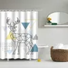 Shower Curtains Simple Style Elk Geometric Animal Pattern Curtain Bathroom Waterproof Polyester Decoration