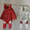 Jul nyfödda barn barnkläder uppsättningar för tjejer pojkar romer + leggings byxa outfits kostym barn tecknad one-pipe jumpsuit g1023