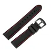 Cinturino per orologio subacqueo in silicone - impermeabile, linea bianca/rossa, 20 mm/22 mm/24 mm