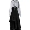 プラスサイズの女性の春のパーカー+デザインニッチストラップスカート211106