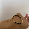 Ghidbk Unique Design Stainless Steel Leather Chain Bangles Awesome Statement Bracelets Demo Women Street Style Jewelry Q0719
