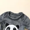 Clothing Sets Baby Girls Boys Autumn Winter Warm Clothes Set Long Sleeve Panda Embroidery Loose Shirt + Trousers Pants For 0-3Years