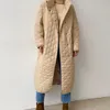 Yiyiyouni Argyle Cotton-Padded Long Coat Oversized Parkas Kvinnor Wide-Waisted Winter Down Jackor Kvinna Svart Tjocka Windbreakers 210923