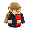 Inverno caldo 3-10 anni cotone imbottito color caramella patchwork ispessimento più cappotto giacca con cappuccio in velluto per bambini neonati 210529