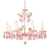 Pendant Lamps Floral Chandelier Lustre Light 8arms Pink Rose Flower Fixture E14 D66cm LED Decoration