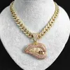 Подвесные ожерелья из горного хлайта заманивали в Майами Кубинская цепь Сексуальное кусочное ожерелье для губ для мужских цепочек хип -хоп украшения на TH211L