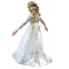 2-12-летний Кружева платье для девочек 2021 новый белый / бежевый малыш с длинным рукавом цветок Boho одежда детские дети принцесса свадебные выпускные вечеринки Q0716