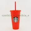 24oz / 710ML Starbucks Sequins Plastic Tumbler многоразовый чистый питьевой плоский нижний чашка колонны формы крышка солома кружка Бардьян