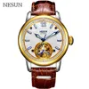 Нарученные часы Nesun Brand Watch Fashion Casual Men's Men's Hollow Hollow Automatic Mechanical Business Водонепроницаемые светящиеся часы